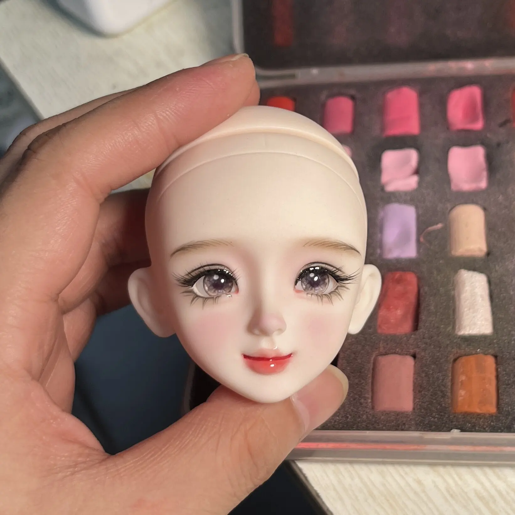 In Stock Hand Painted 1/6 Bjd Doll Head Finished Makeup Mjd Replacement Head, Removable Eyeballs Doll Parts