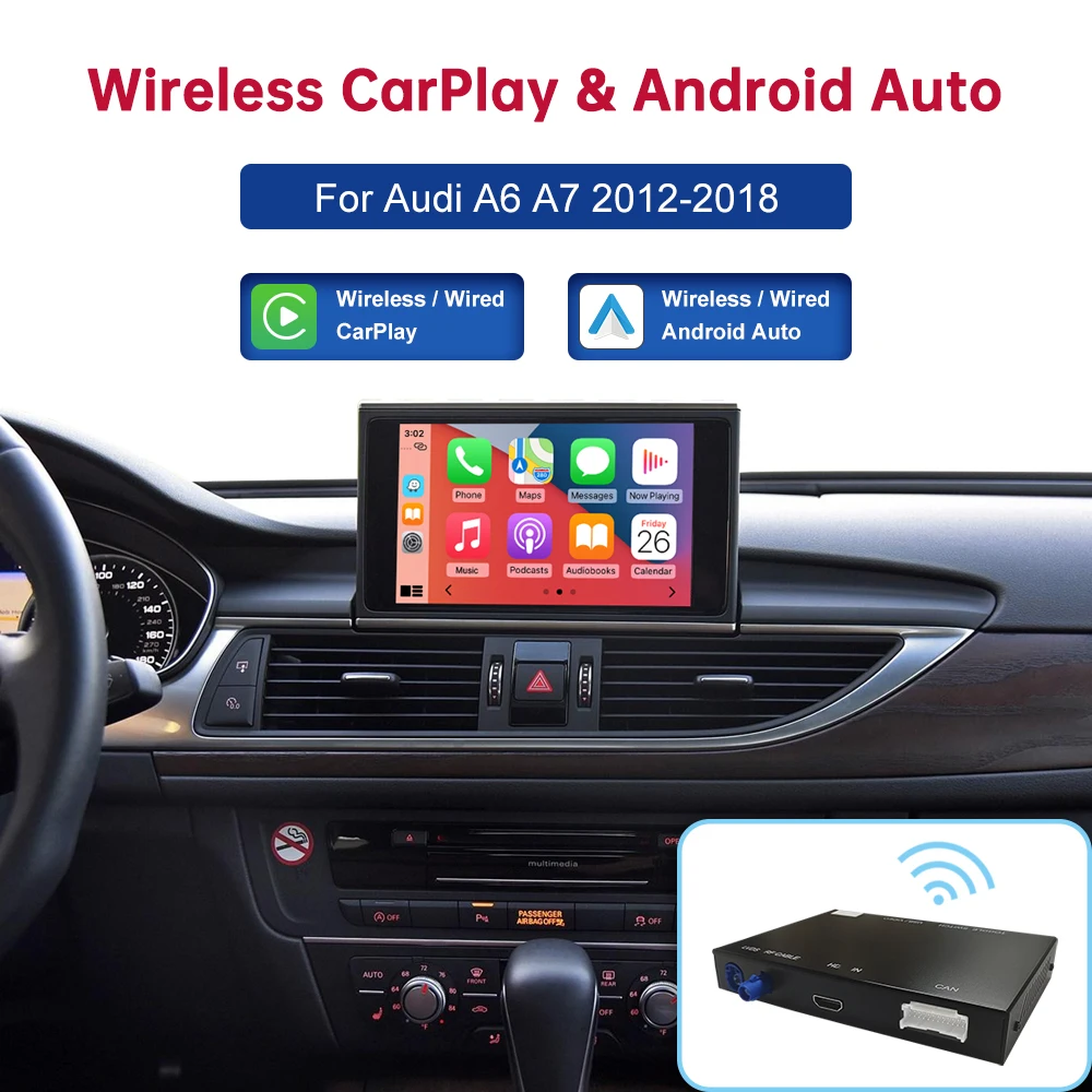 Road Top Wireless Android Auto Für Audi Auto A6 A7 RMC 3G MMI MHI2 2012-2018 Carplay Interface spiegel Link Air Play