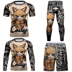 Brand New MMA Tracksuit Compression T-shirt 3D Fitness Tights Men BJJ Rashguard T shirt + Shorts Trousers Men's Boxing Clothing