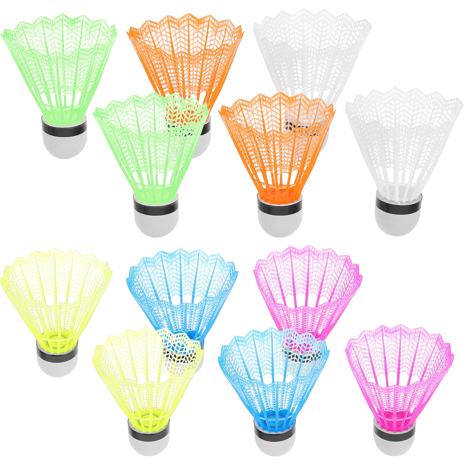 

12pcs Plastic Badminton Shuttles Lightweight Kids Outdoor Sports Durable Family Entertainment Colored Foam Head