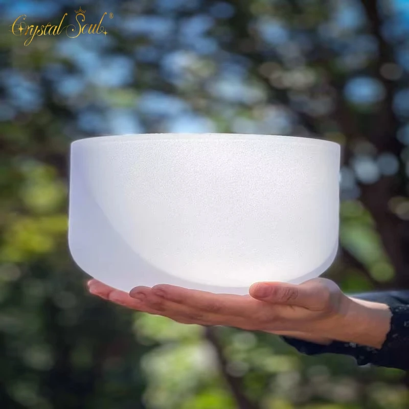 

Crystal soul 432Hz 8 Inch Quartz Frosted Crystal Singing Bowl with bag and accessories
