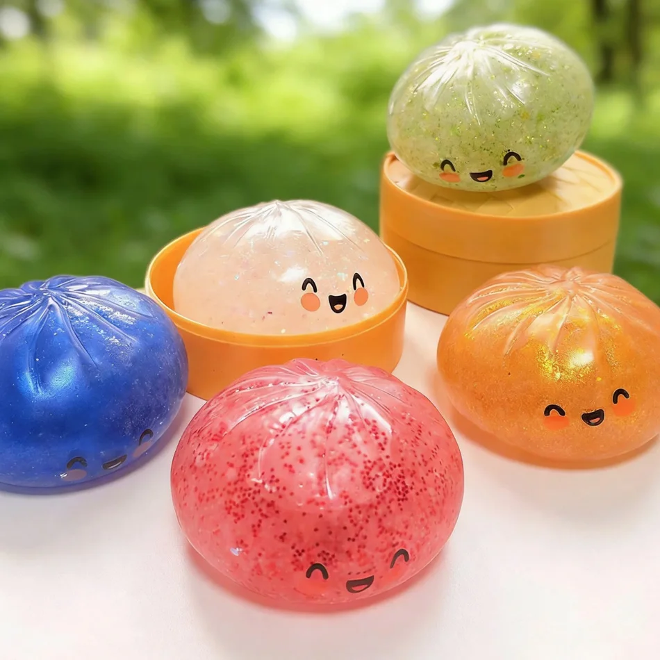 

Shimmer Crystal Dumpling Squishy, Colorful Simulation Bun Fidget Toy, Funny Prank Stress Relief Squeeze Toy