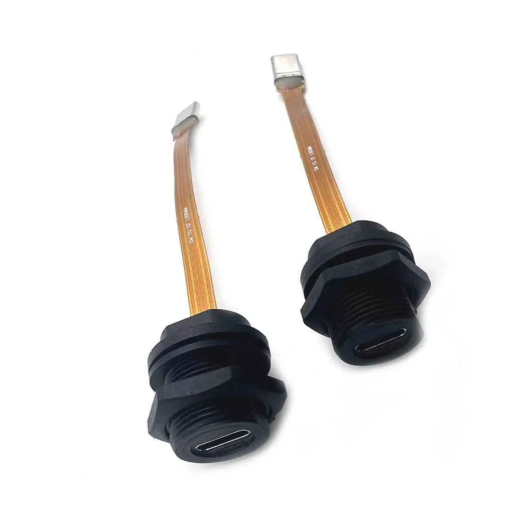 1Pcs Type-C Threaded Male Female Panel Mount Receptacle Socket With Cable USB 3.1 FPC