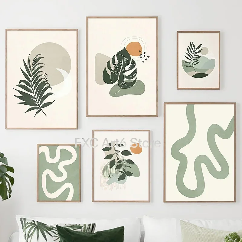 1 Stück rahmenloses abstraktes Poster, böhmische Leinwand, Blattgemälde, Wandkunstdrucke, Wohnzimmer, Heimdekoration, Raumdekoration, ästhetische Wandkunst