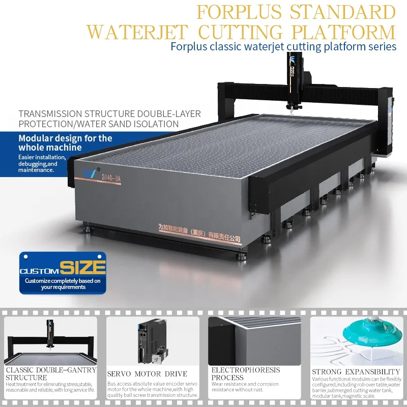 Forplus Waterjet Machine Manufacturer Desktop Water Jet Cutting Machine AC 5 Axes Water Jet Cutters