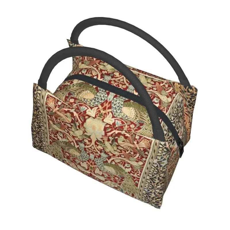 William Morris Vintage Insulated Lunch Bags for Women Floral Textile Pattern Portable Thermal Cooler Bento Box Shoulder Bag