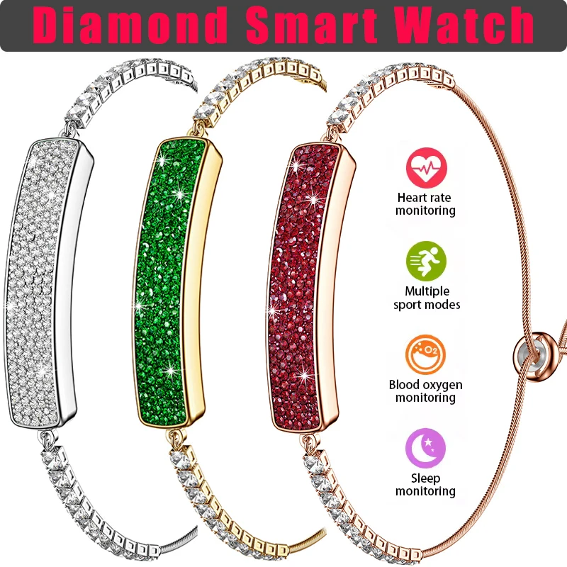 

Diamond Smart Bracelet with Menstrual Management Heart Rate Sleep Blood Oxygen HRV Monitor Waterproof Pedometer Wristbands