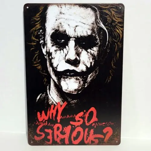 Why So Serious Heath Ledger Rustikale Vintage-Metallschilder für Männerhöhle und Garage - Aluminium