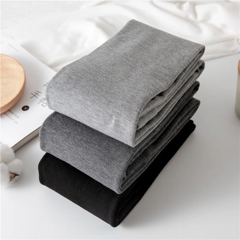Plush Gray Leggings for Women in Autumn and Winter, Thick and Warm Pantyhose, Solid Color Versatile Base Socks
