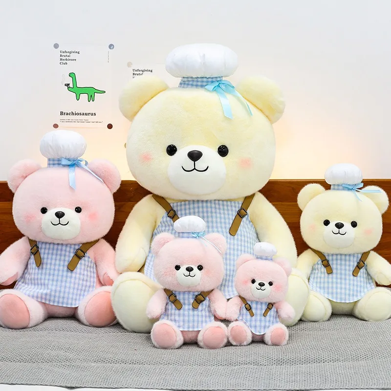 Lindo mono Kawaii Chef oso de peluche muñeco de peluche oso de peluche regalo de cumpleaños para niños al por mayor Adorable muñeco relleno suave
