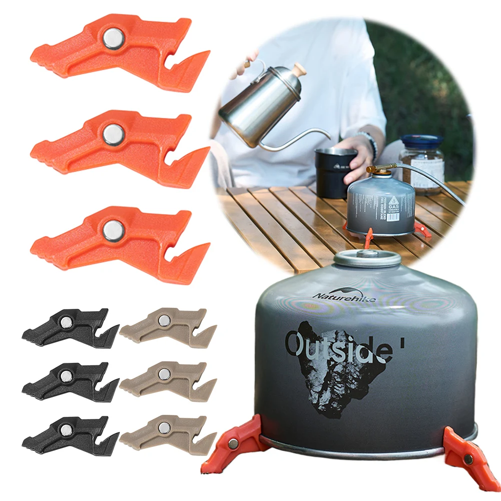 30-6 Stück Magnetisches Dreibein-Gastank-Halterung, Multifunktionaler Campingkocher-Ständer, Campingkocher-Flaschenhalter für Backpacking-Kochen