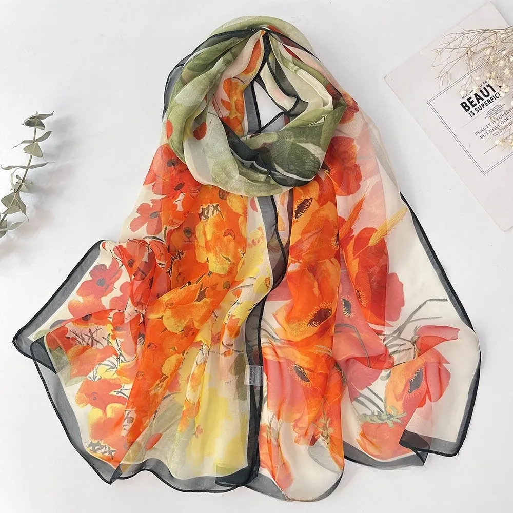 

Floral Chiffon Scarf for Women - 160x50cm Silky Georgette, Lightweight Summer Beach Wrap & Sun Protective Hijab