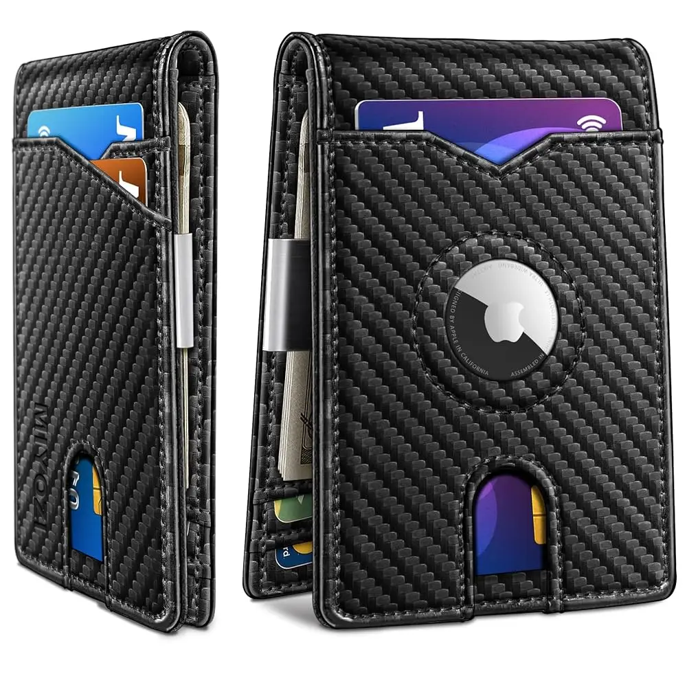 

Airtag Wallet for Men,with Money Clip 11 Cards Slim Front Pocket Leather RFID Blocking Wallet with Gift Box