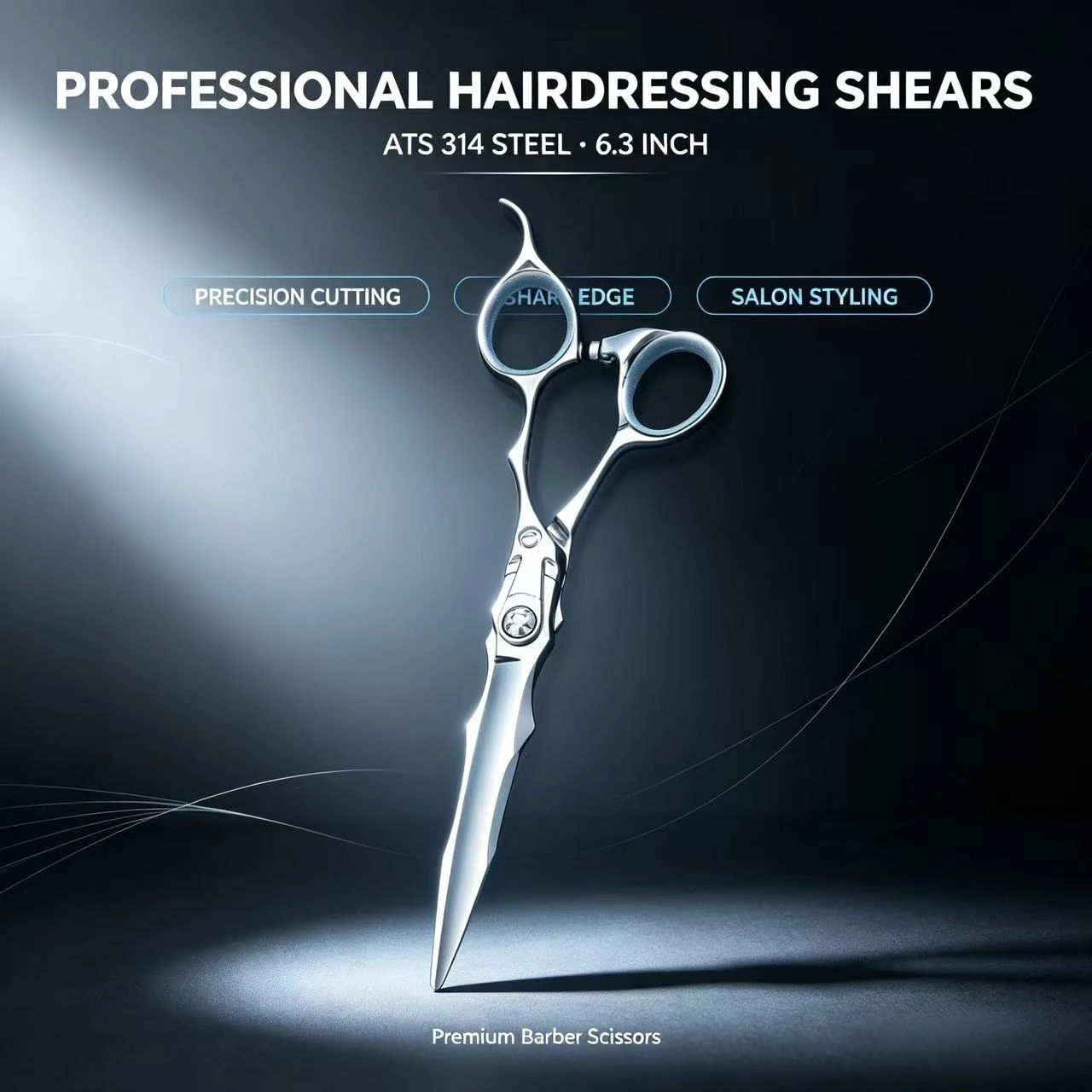 Premium ATS314 Japanese Steel 6.3 Inch Hair Cutting Scissors, Professional Barber Shears with Adjustable Screw, Ergonomic Salon
