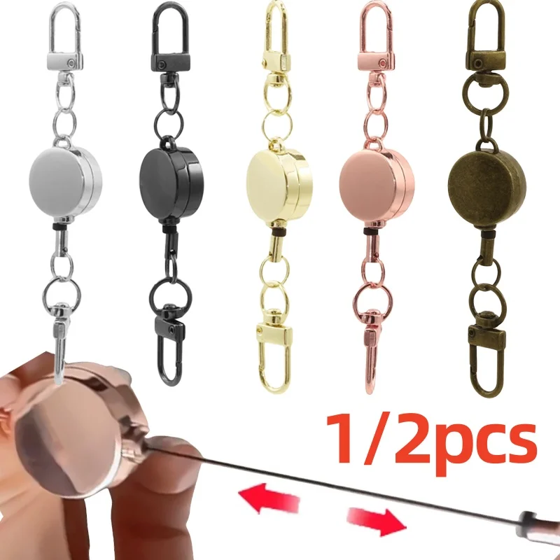 Diebstahlsicherer, einziehbarer Schlüsselhalter aus Metall, leicht zu ziehende Schnalle, elastisches Schlüsselband, sportlicher, einziehbarer Schlüsselring, Zubehör für Krankenschwestern