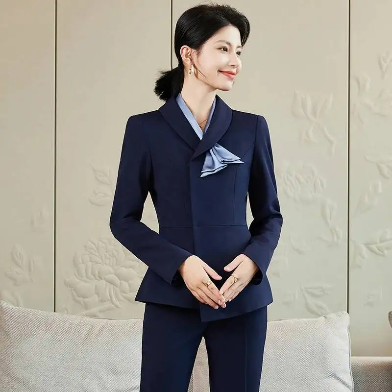 

High Quality Fabric Formal Autumn Winter Women Business Suits Pantsuits Professional Office Work Wear Blazers Career Interview