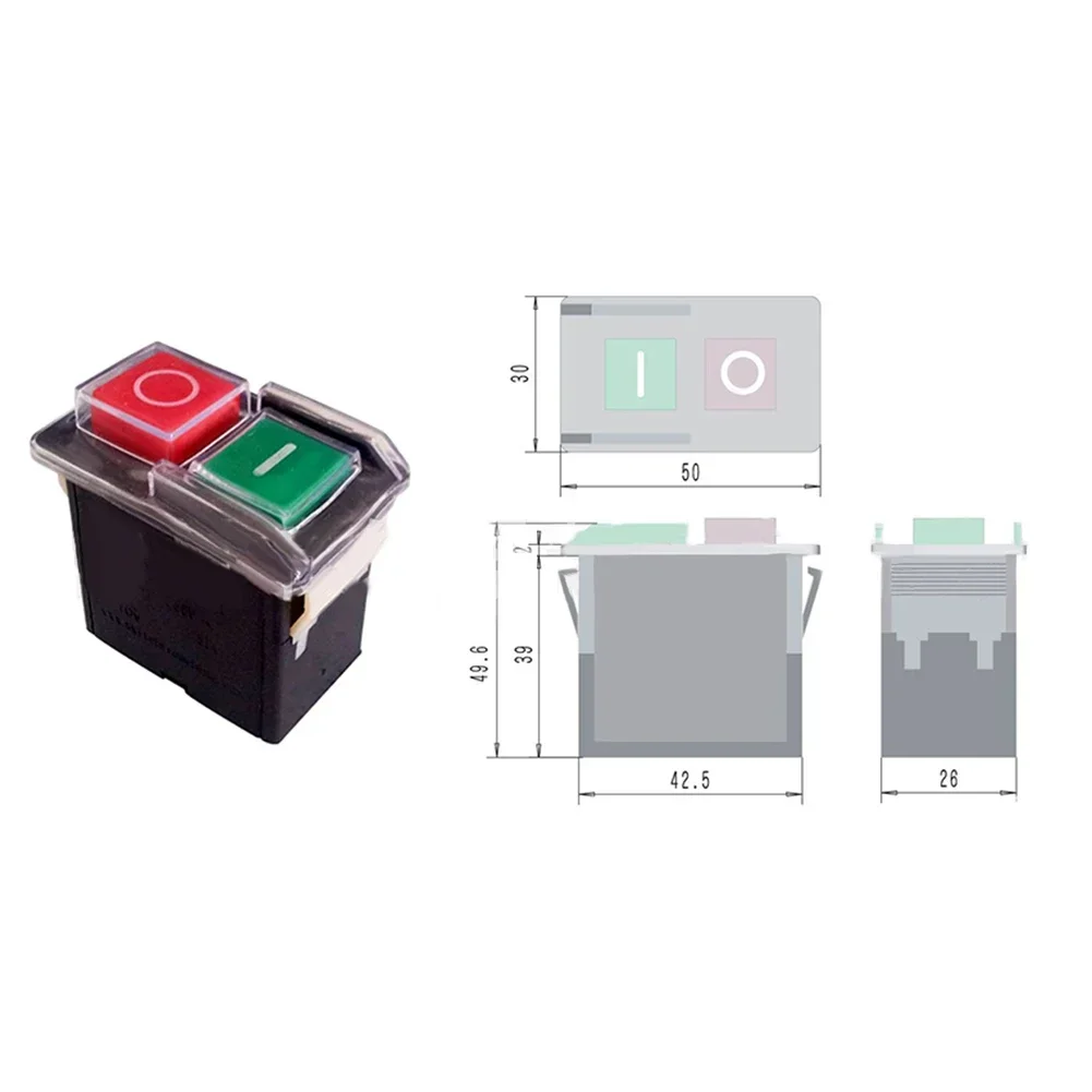 Electromagnetic Switch Safety Stop Button CK1 AC 250V with 50000 Operating Cycles and Dust Cover for Industrial Safety