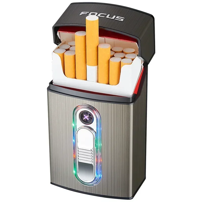 

20 Pcs Capacity Cigarette Case with Dual Plasma Electronical Lighter, USB Rechargeable Electric Lighters Smoking Accessories