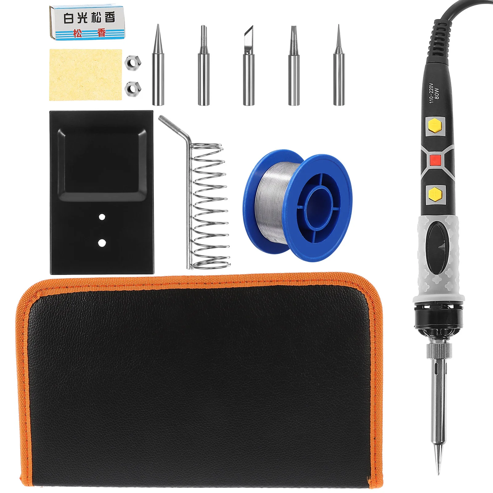 10Pcs/Set Electronic Soldering Iron Kit 80W Adjustable Temperature LCD Digital Welding Tools Kit for Repair (AU Plug)