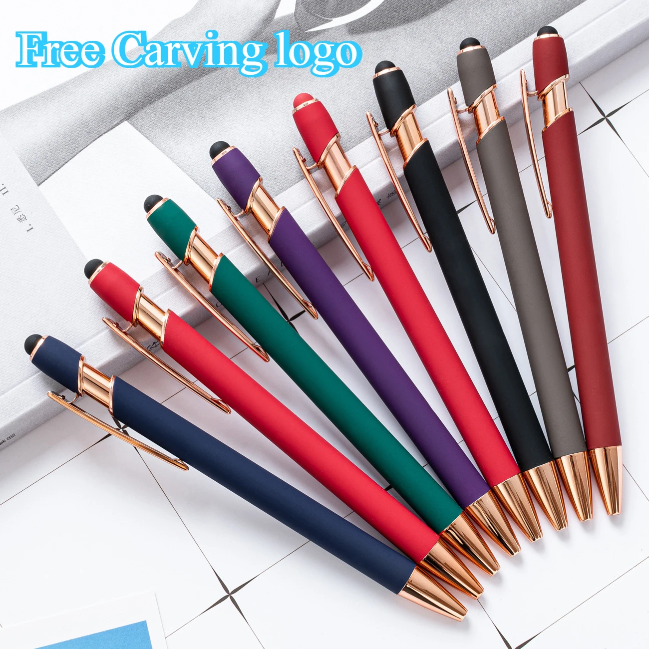 2025 NEW Advertising Pen Free Custom LOGO Metal Ballpoint Pen Lettering Name Wholesale Hotel Gift Pen Office Supplies