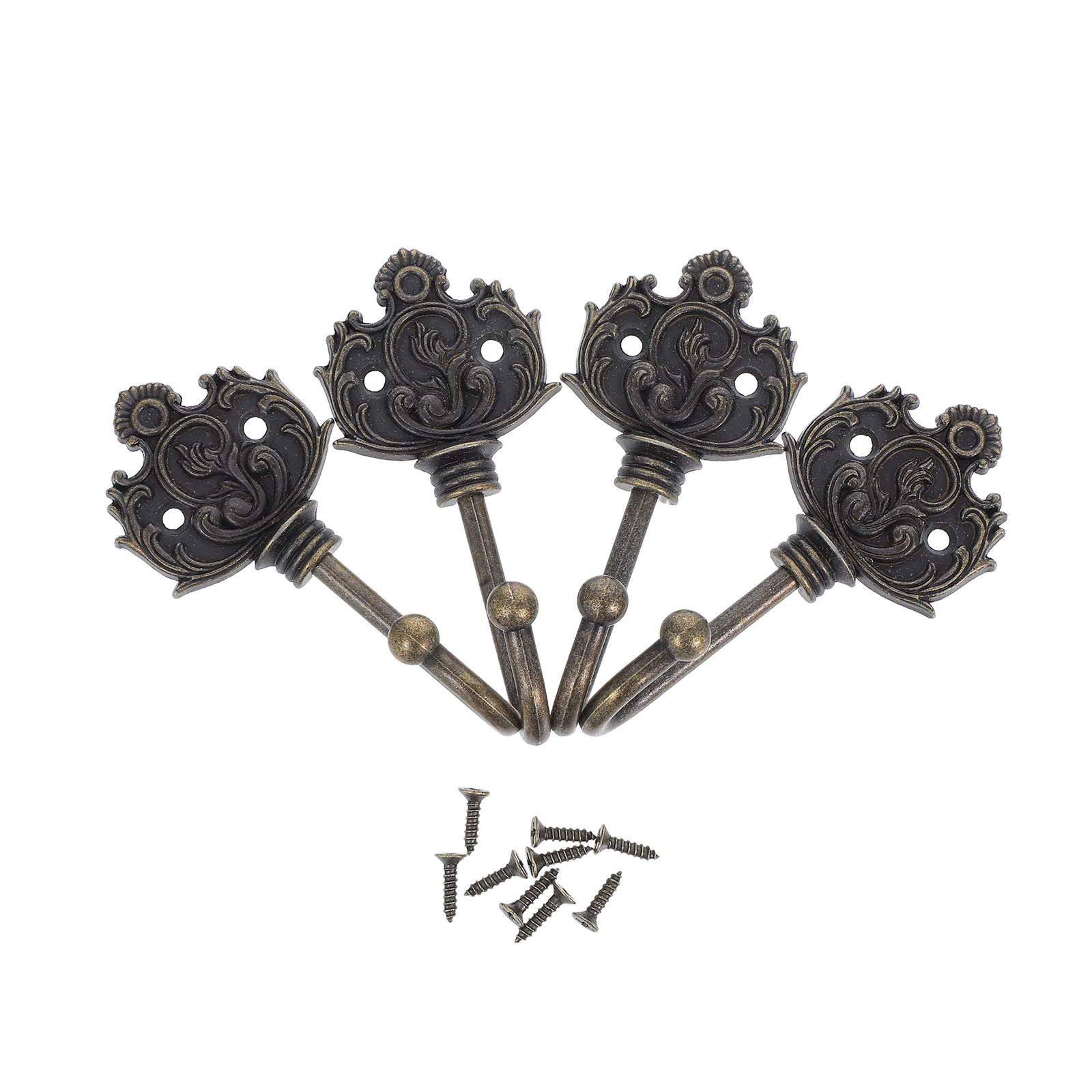 

4pcs Bronze Hooks Vintage Metal Wall Decor Coat Rack Home Wardrobe Cute Iron Decorative Towel Hanger Key Holder