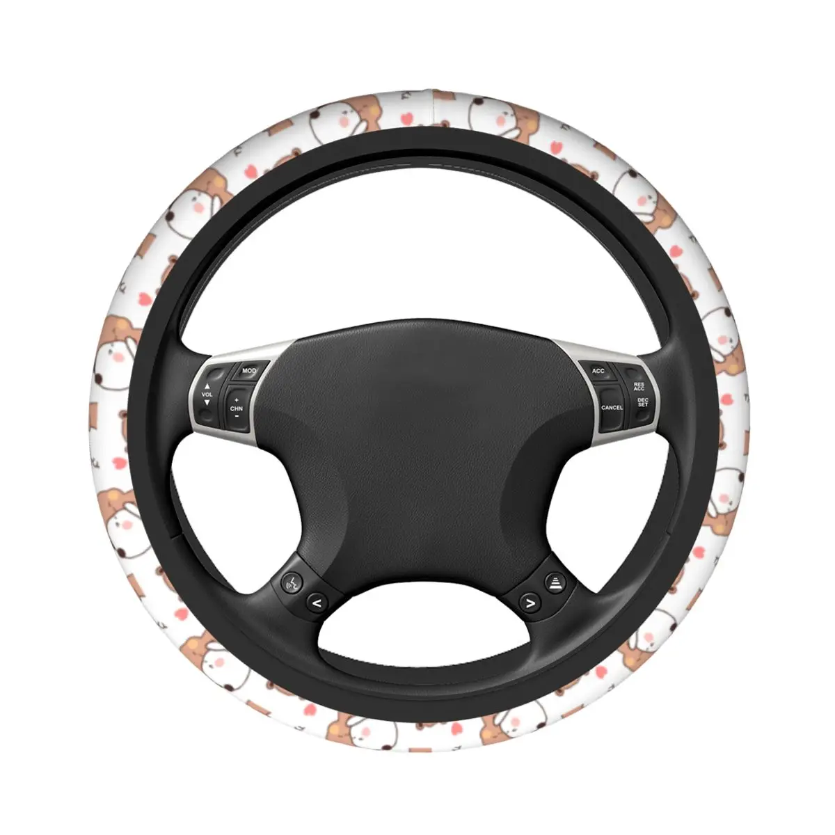 37-38 Car Steering Wheel Covers Cute Bubu Dudu Hug Anti-slip Panda Bear Auto Decoration Colorful Automobile Accessory