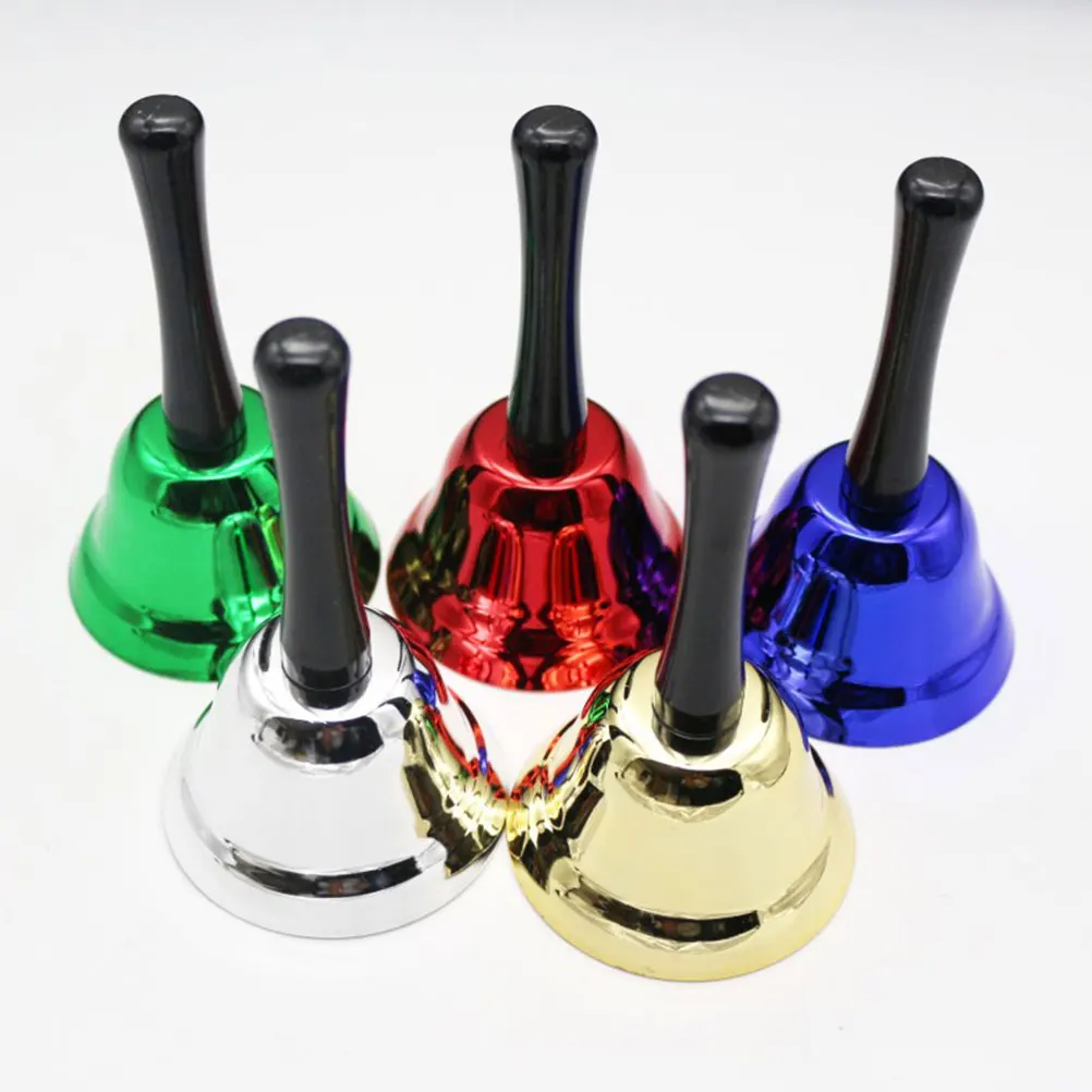 1Pcs Metal Hand Bell Loud Clear Sound Polished Iron Lightweight Ergonomic Handle for School Home Hotel Christmas Festival