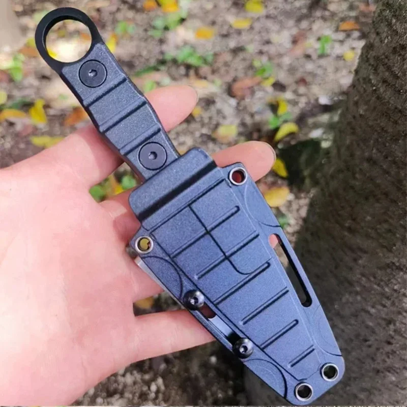 Portable Straight Blade Stainless Steel Blade with Blade Cover and Back Clip for Travel, Outdoor Camping Tools, Holiday Gifts