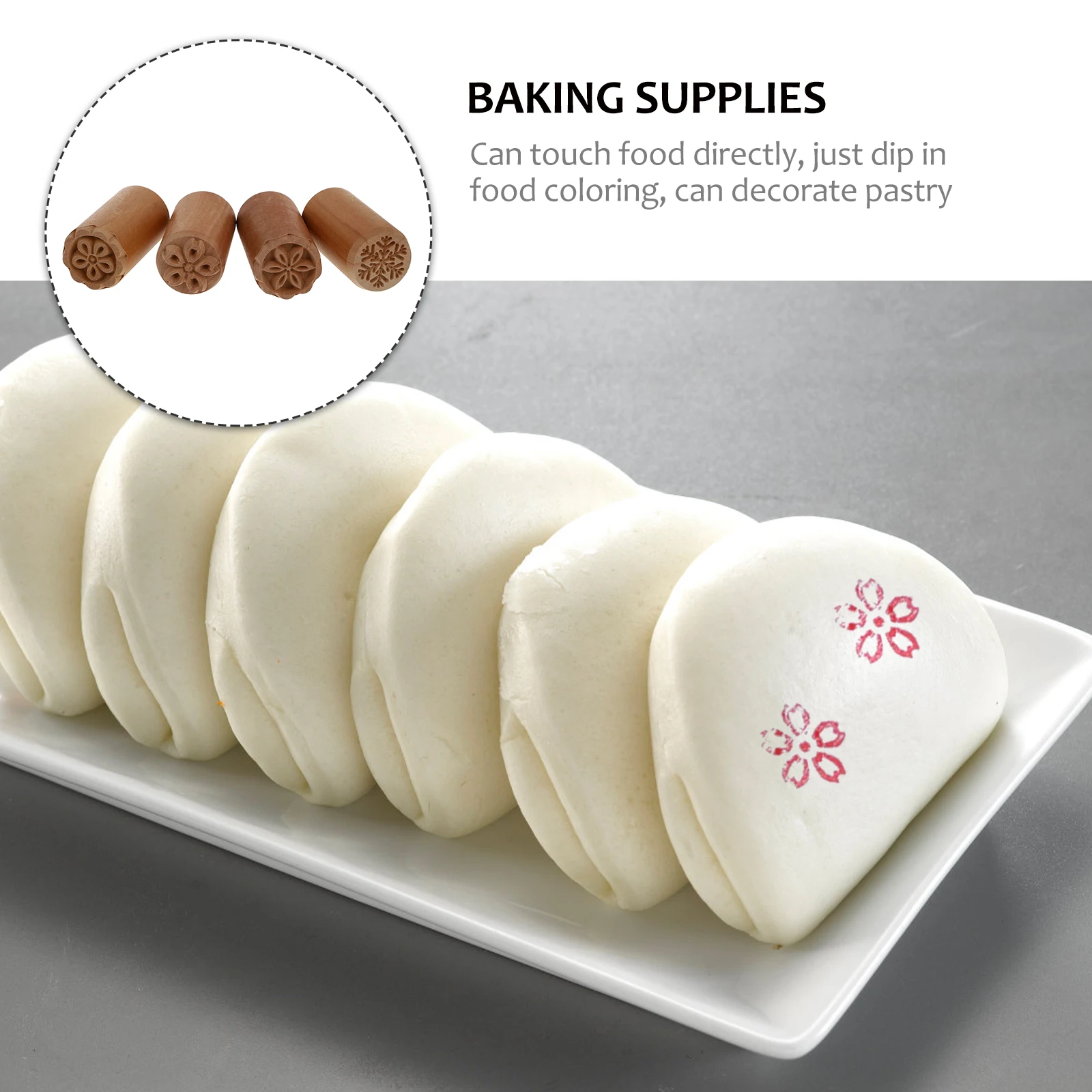 

4Pcs Wooden Moon Cake Stampers Safe Baking Molds for Cake Cookie Dessert Decoration Gift for Chinese Culture Lovers
