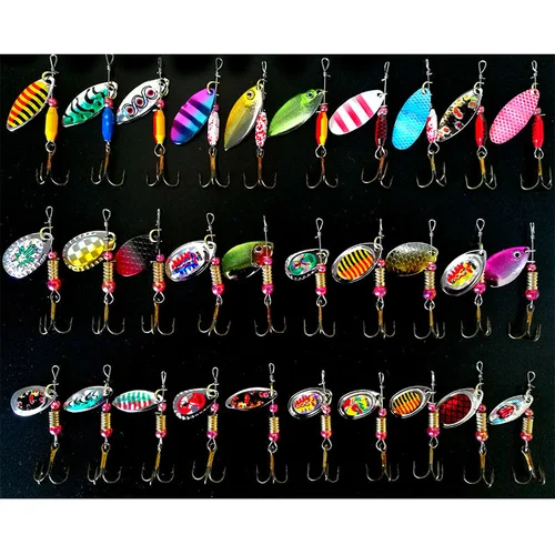 ZWICKE 30 Uds Spinner Kit de Señuelos de Pesca cuchara de lentejuelas de Metal cebo duro Wobblers de Pesca Set aparejos de Pesca Isca señuelo artificial Pesca