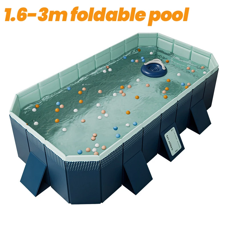 1.6-3M Foldable Swimming Pool Large Pools for Family Summer Outdoor Garden Water Games Thickened Wear-Resistant Non-Inflatable