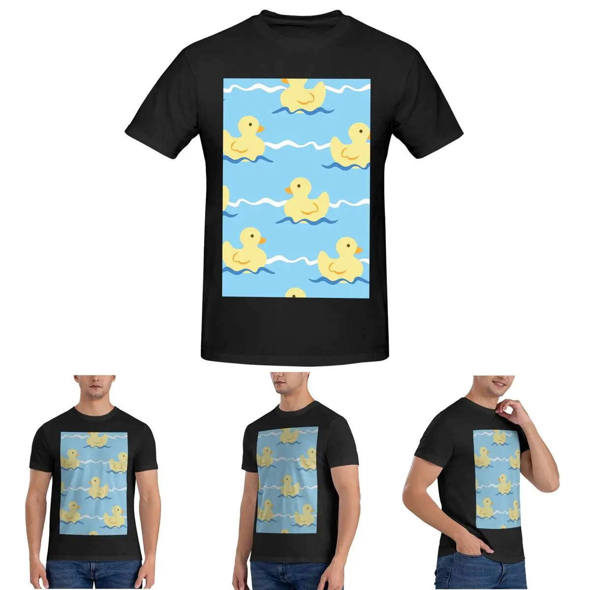 

Cute Duck Swimming Seamless Pattern T-Shirt for Men Cotton Plus Size T Shirts Men's Tees Short O-Neck Summer Clothes Tops S-6XL