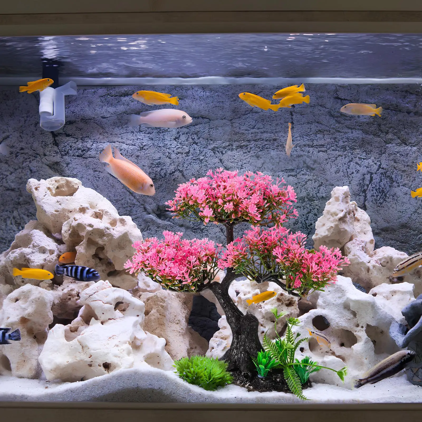 

Simulation Plant Combination Aquarium Accessory Fish Tank Artificial Desert Plants Plastic Decor Home Real Office 29X24X11cm