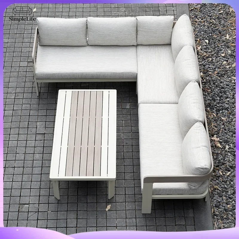 Outdoor Aluminum Alloy Sofa Set for Courtyard Garden Patio Villa Backyard Rain Sun Protection Leisure Living Room Coffee