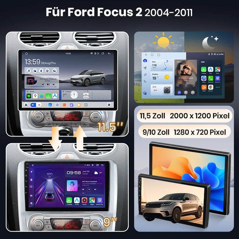 Radio para Auto Junsun de 9 Pulgadas con Android 15 para Ford Focus 2 3 Mk2 Mk3 2004-2011, Inalámbrico, Compatible con Apple CarPlay, Pantalla Auto, Estéreo, Reproductor Multimedia, Video, Sistemas Inteligentes para Auto, Autoradio 2 Din, Unidad Principal, Navegación GPS, Bluetooth, 4G, WIFI, 8 Núcleos, FM, DSP, RDS, DAB+
