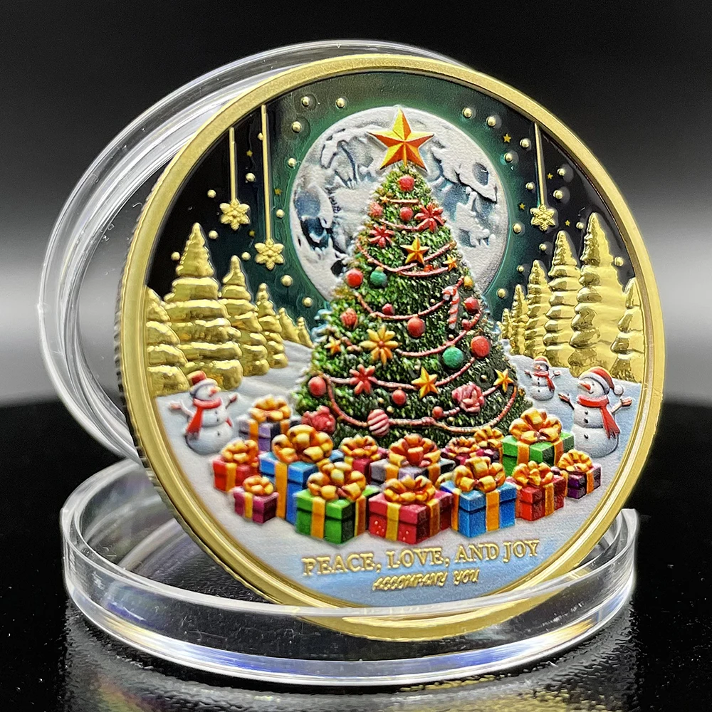 Christmas Tree Gold Coin 2025 Happy New Year Commemorative Medal Spend Wonderful Time with Family and Friends Challenge Coin