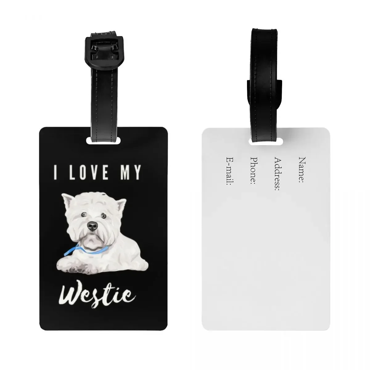 West Highland Terrier Westie Dog Pet Owner Luggage Tag Travel Bag Suitcase Privacy Cover ID Label