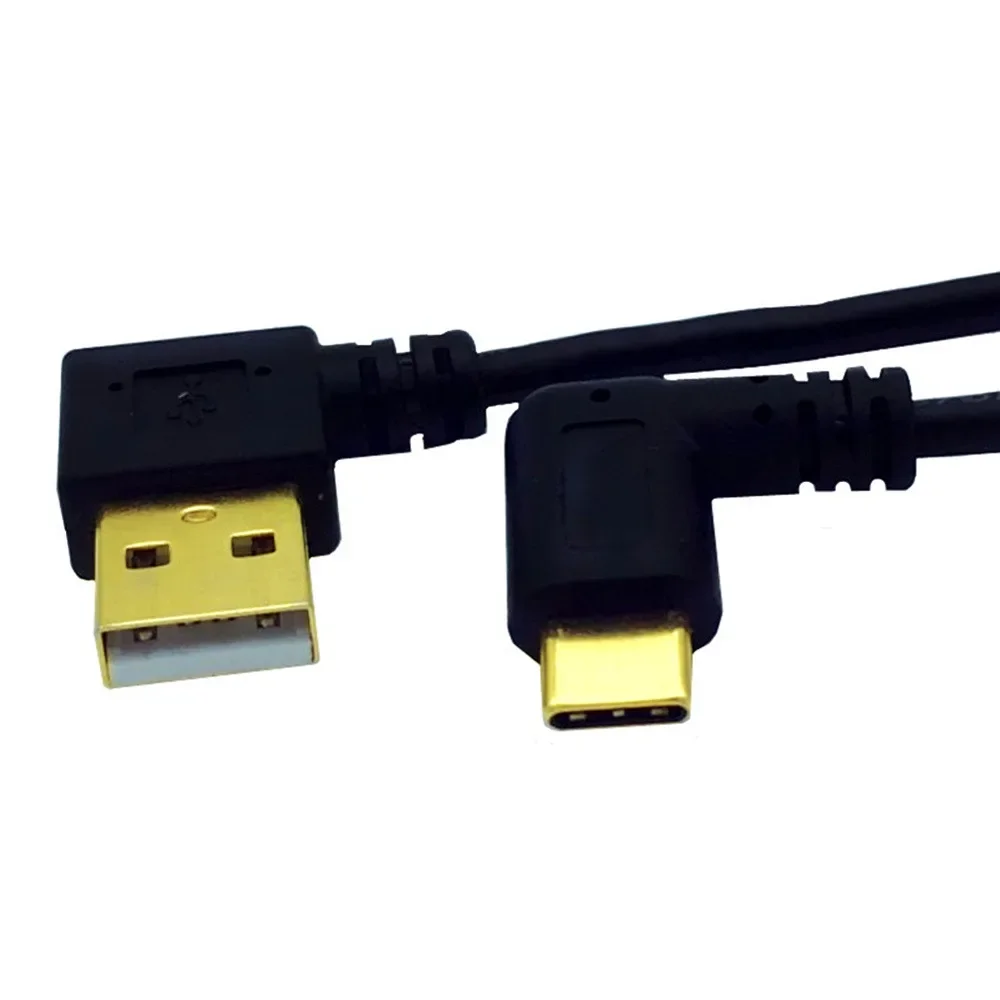 Conector de cable de carga de sincronización de datos USB 2,0 (tipo A) macho a USB 3.1 (tipo C) macho 90 de ángulo izquierdo chapado en oro