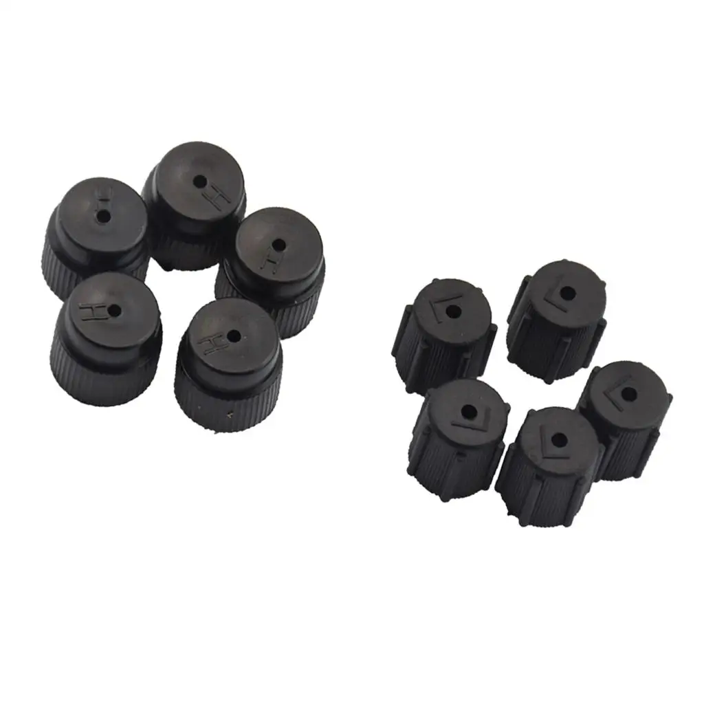 10 Pieces A/C Charging Port Service Caps R134a R12 13mm & 16mm Bl k Best Aftermarket Quality & Pressure resistance