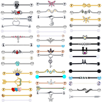 5PCS/Set Stainless Steel Flower Heart Snake Chain Industrial Piercing for Women Men Earrings Tragus Cartilage Piercing Jewelry
