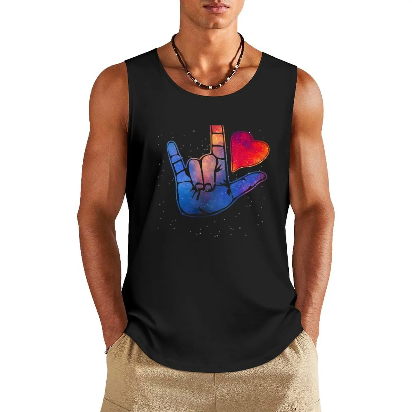 I love you in sign language Tank Top best selling products Men's fitness t-shirt sleeveless jackets