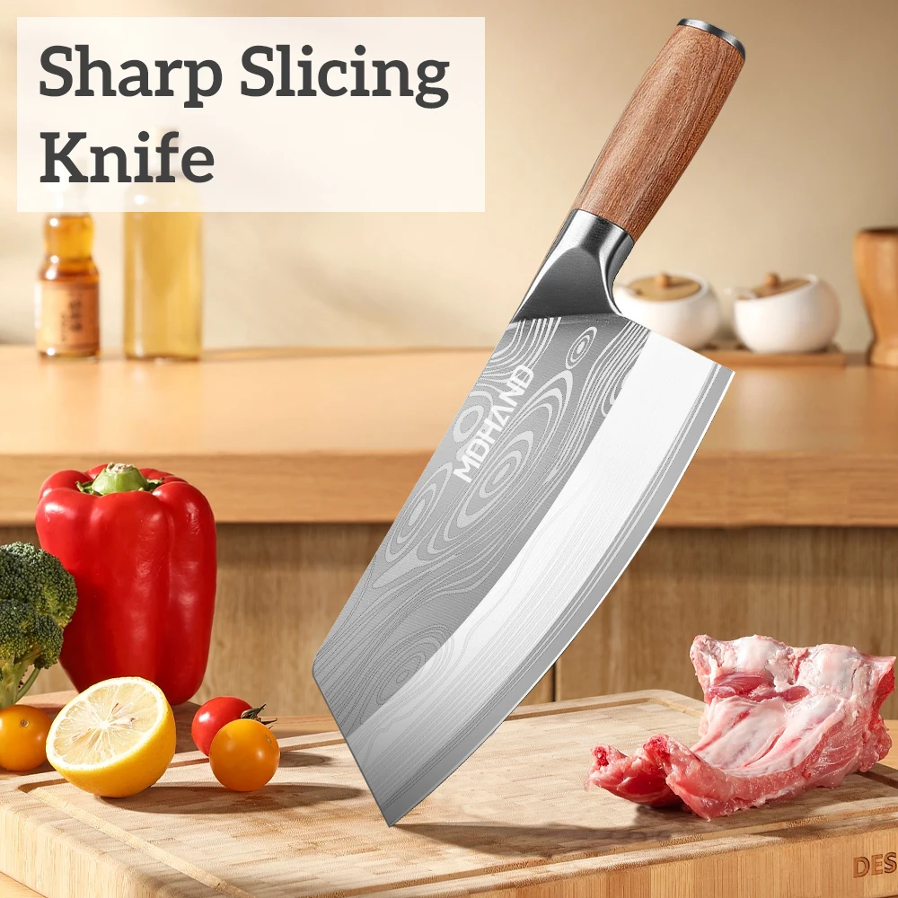 

MDHAND Kitchen Chopper Stainless Steel Cutting Blade Sharp Durable Damascus Pattern Suitable for Cutting Vegetables Meat Fruits