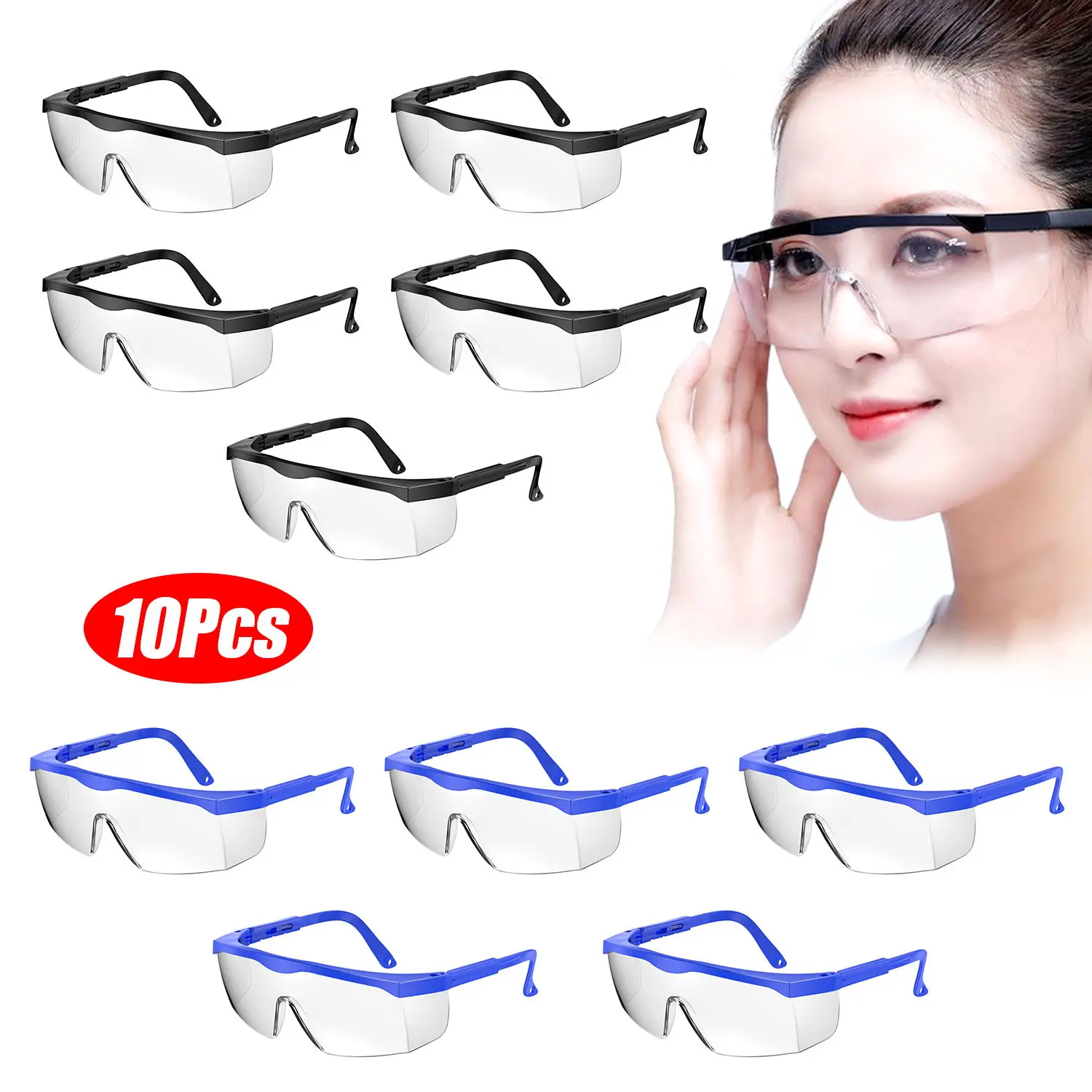 10Pcs Safety Glasses CE Ansi Z87 UV Protective Anti Fog Splash Dustproof Eyewear Shooting Indoor Working Cycling Eye Protection