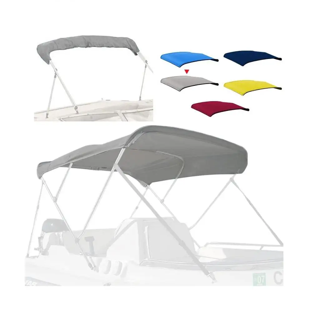 

600D Marine Grade Boat Canopy 3 Bow Easy Install Zipper Sleeves Boat Awning Bimini Top