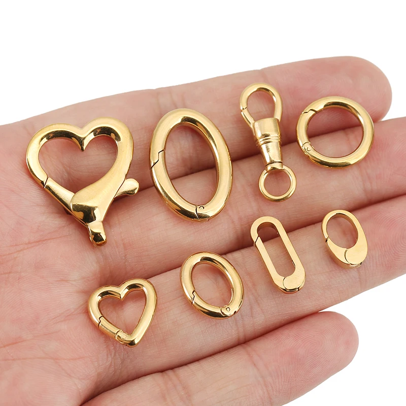 2pcs Stainless Steel Clasp Strong Oval Heart Round Polished Lobster Clasp Hook Connector DIY Necklace Jewelry Making Accessories view 6