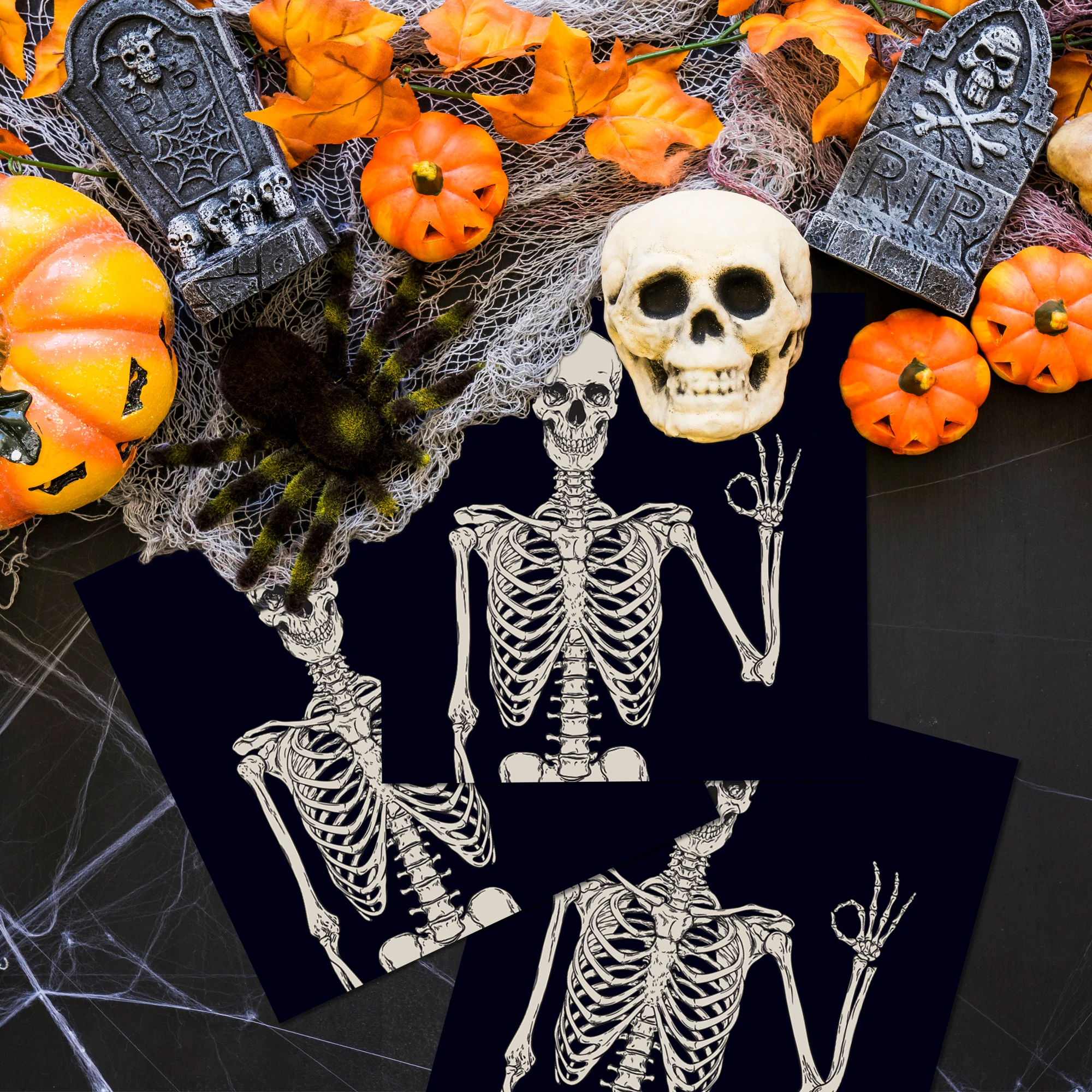 20/40 Stück Halloween-Party-Servietten, Skelett-Spinnen-Papierservietten für Halloween-Tischdekoration, Partyzubehör – Detail 16