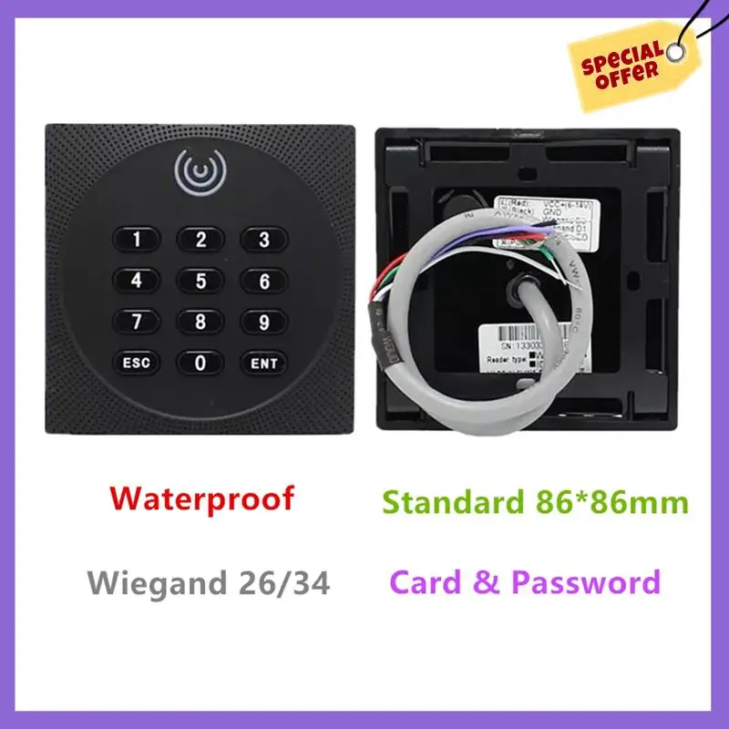 

-A96Z KR602M Wiegand 34/26-битный RFID-считыватель 13,56 МГц Mi Reader для контроля доступа поддерживает карту NFC-пароля со светодиодной клавиатурой