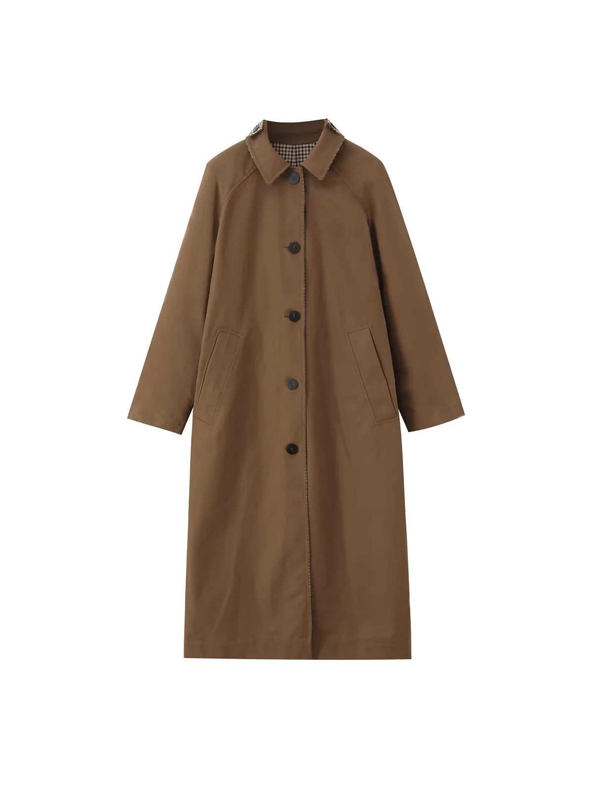 Elegant Double-sided Trench Coat Women's Spring-autumn New Long Coat Plaid Single-breasted Windbreaker Jackets Chic Ladies Tops