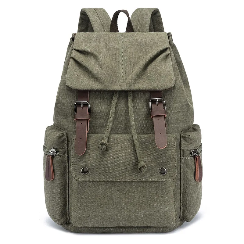Retro canvas bag, lightweight schoolbag, trendy business casual laptop bag, men's canvas backpack, canvas backpack for students