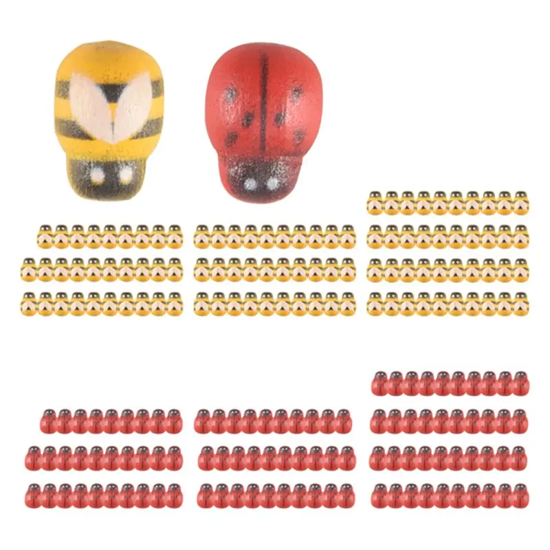 

200Pcs Wooden Bees Ladybugs, Wooden Bumble Bees & Ladybugs For Crafts Scrapbooking DIY Party Decoration